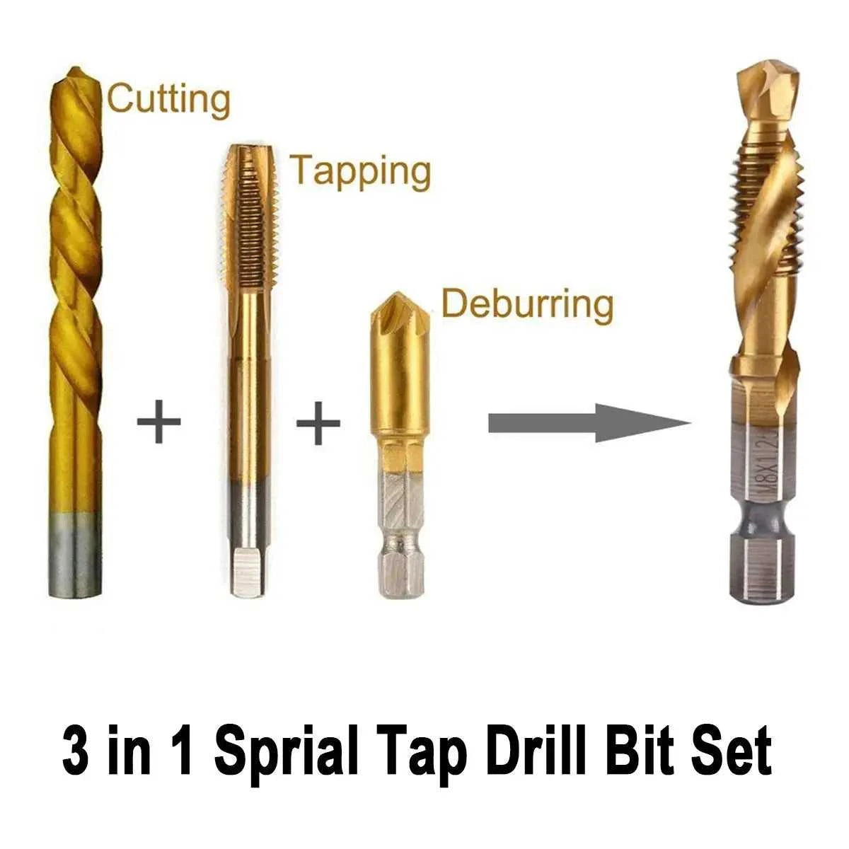 Hex Shank Titanium Plated HSS Screw Thread Metric Tap Drill Bits Screw Machine Compound Tap M3 M4 M5 M6 M8 M10 Hand Tools Éditions Traditions & Modernité Inc. 185982355;20260611;1781193875RGQCr