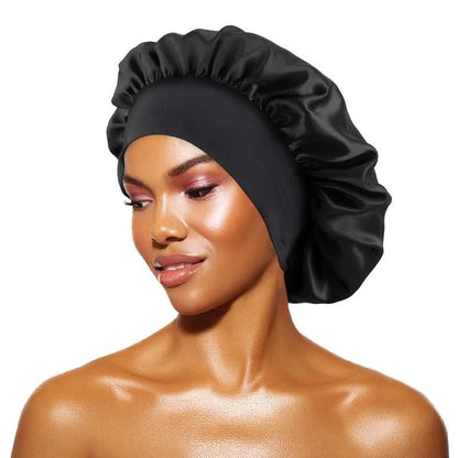 Women's Satin Solid Bonnets Wide-brimmed Night Sleeping Bathing Hat Unisex Head Wrap Elastic Band Cap Hair Care Bonnet Éditions Traditions & Modernité Inc. 185982499;20260611;1781193899An1Ce