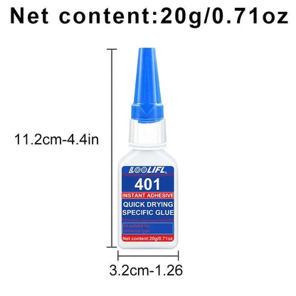 Brand-new upgraded 401 super cyanoacrylate glue, instant drying in 5 seconds, waterproof, stable and versatile bonding tool. Éditions Traditions & Modernité Inc. 14:202567811#lao-401-20ml-10pc
