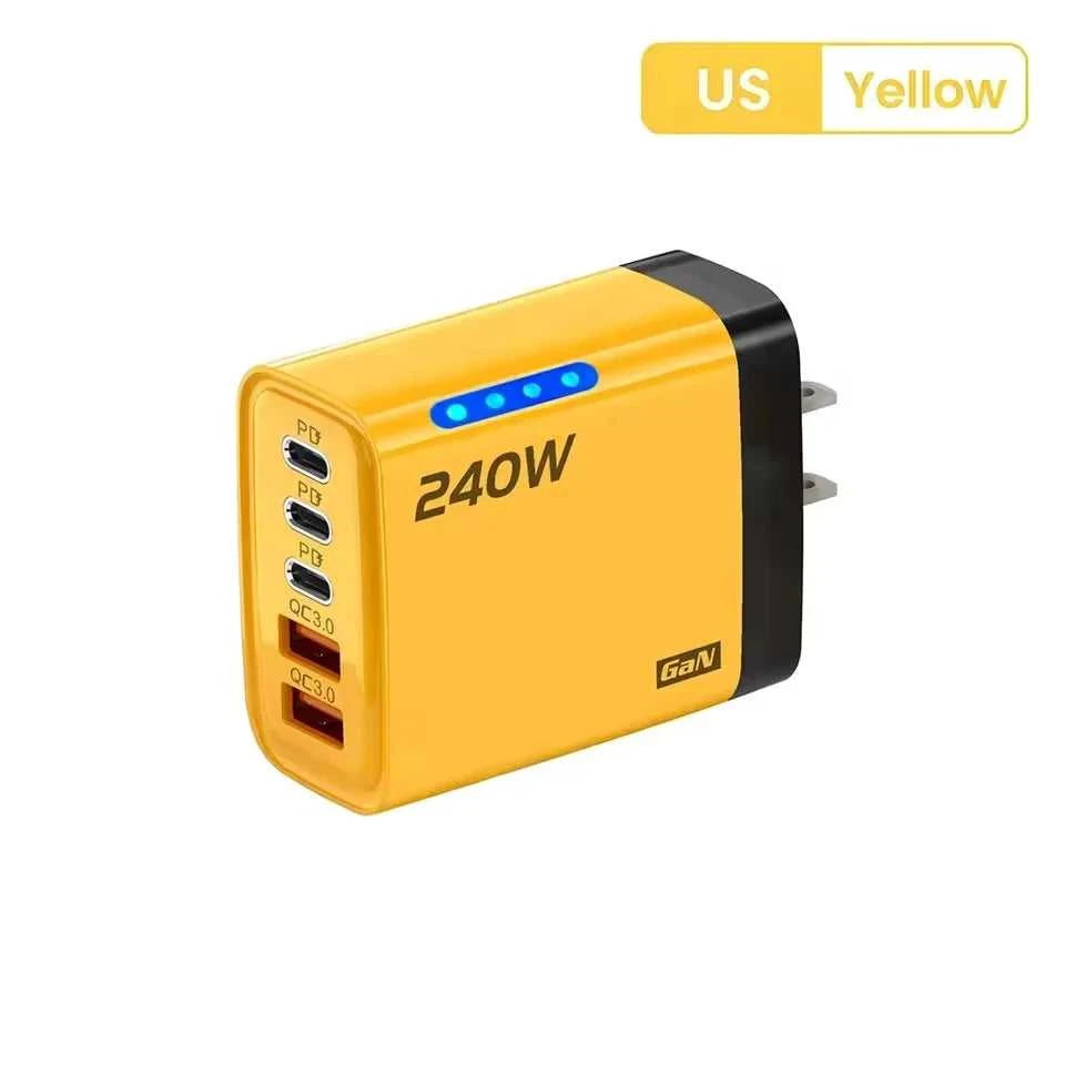 240W GaN 5 in 1 Fast Charging Phone Charger USB C Charger Power Adapter Type C EU/US Plug Wall Charger For iPhone Samsung Xiaomi Éditions Traditions & Modernité Inc. 185980705;20260611;1781193668S8OPR
