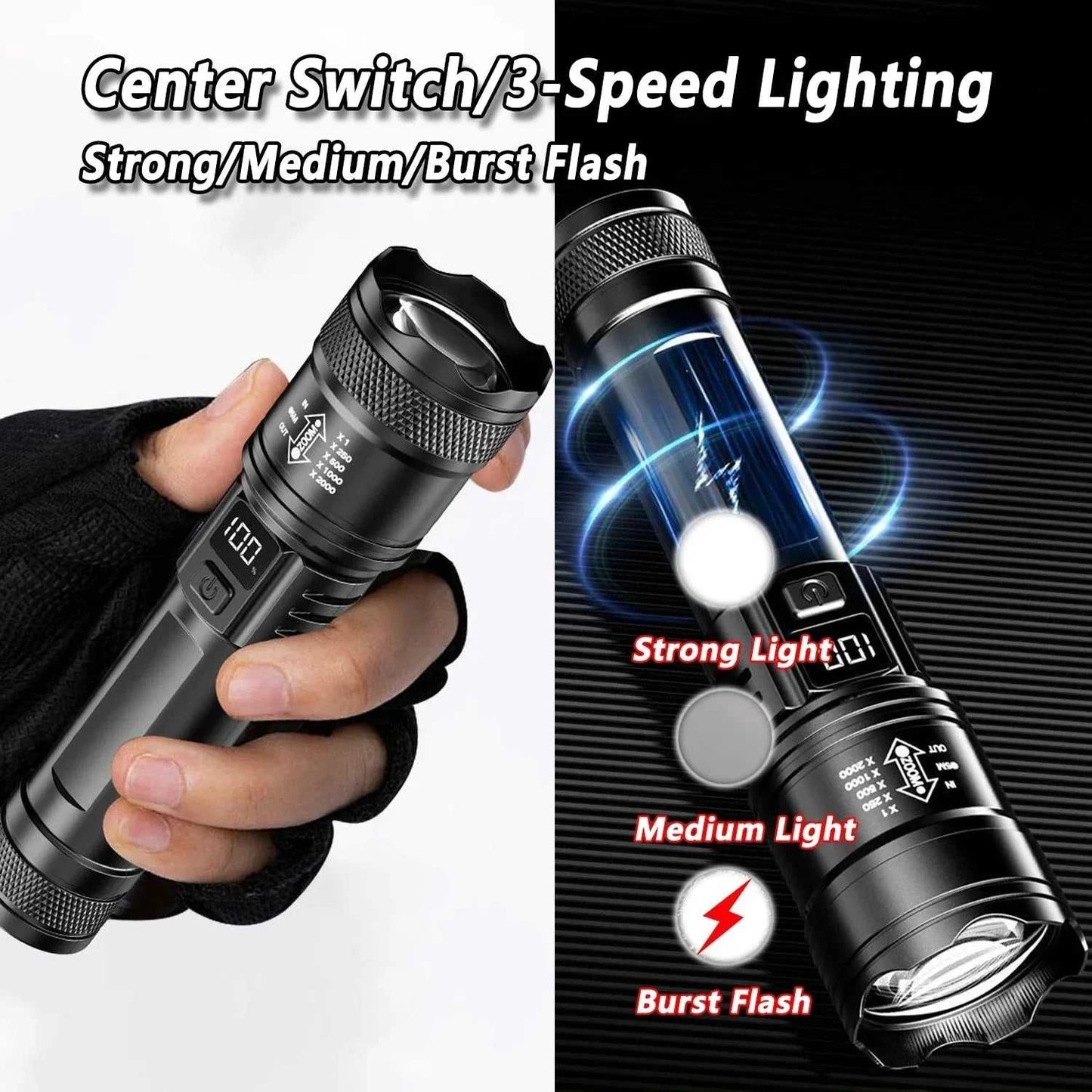 2000LM Ultra Bright P50 LED Flashlight Tactical EDC Emergency Spotlight Telescopic ZoomHandheld Torch w/ 14500/18650 Battery Éditions Traditions & Modernité Inc. 185981121;20260611;1781193803lXmvy