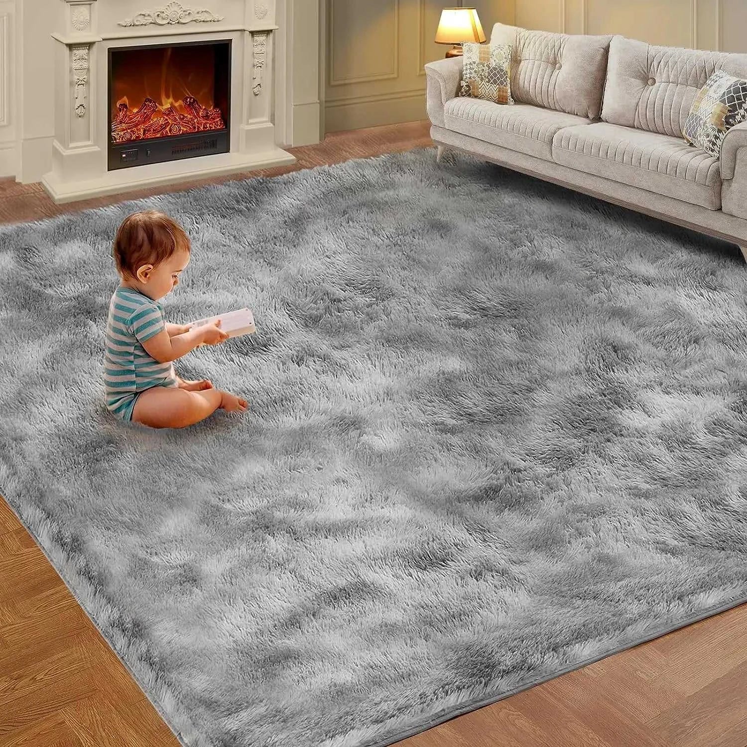 VIKAMA Tie-Dye Plush Carpet Living Room Decoration Soft Fluffy Home Mat Children's Room Baby Crawling Non-Slip Blanket Éditions Traditions & Modernité Inc. 186083095;20260613;1781386246erLZW