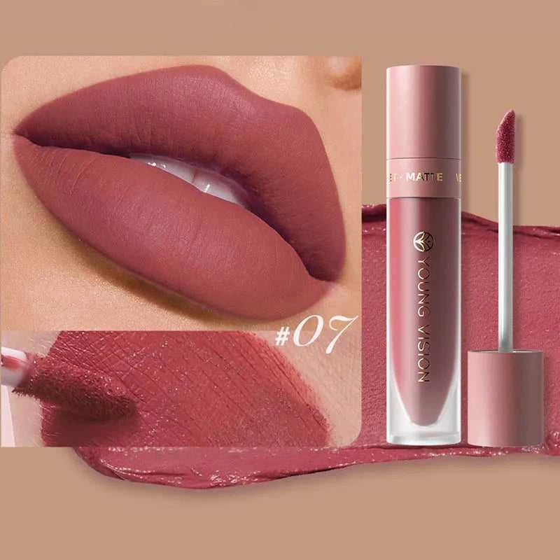 DUNUF 8-color matte velvet smooth easy-to-apply square tube lip gloss waterproof three-dimensional plumping lipstick