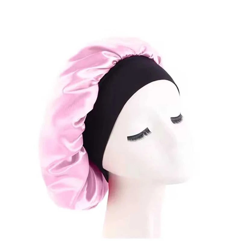Women's Satin Solid Bonnets Wide-brimmed Night Sleeping Bathing Hat Unisex Head Wrap Elastic Band Cap Hair Care Bonnet Éditions Traditions & Modernité Inc. 185982499;20260611;1781193899An1Ce