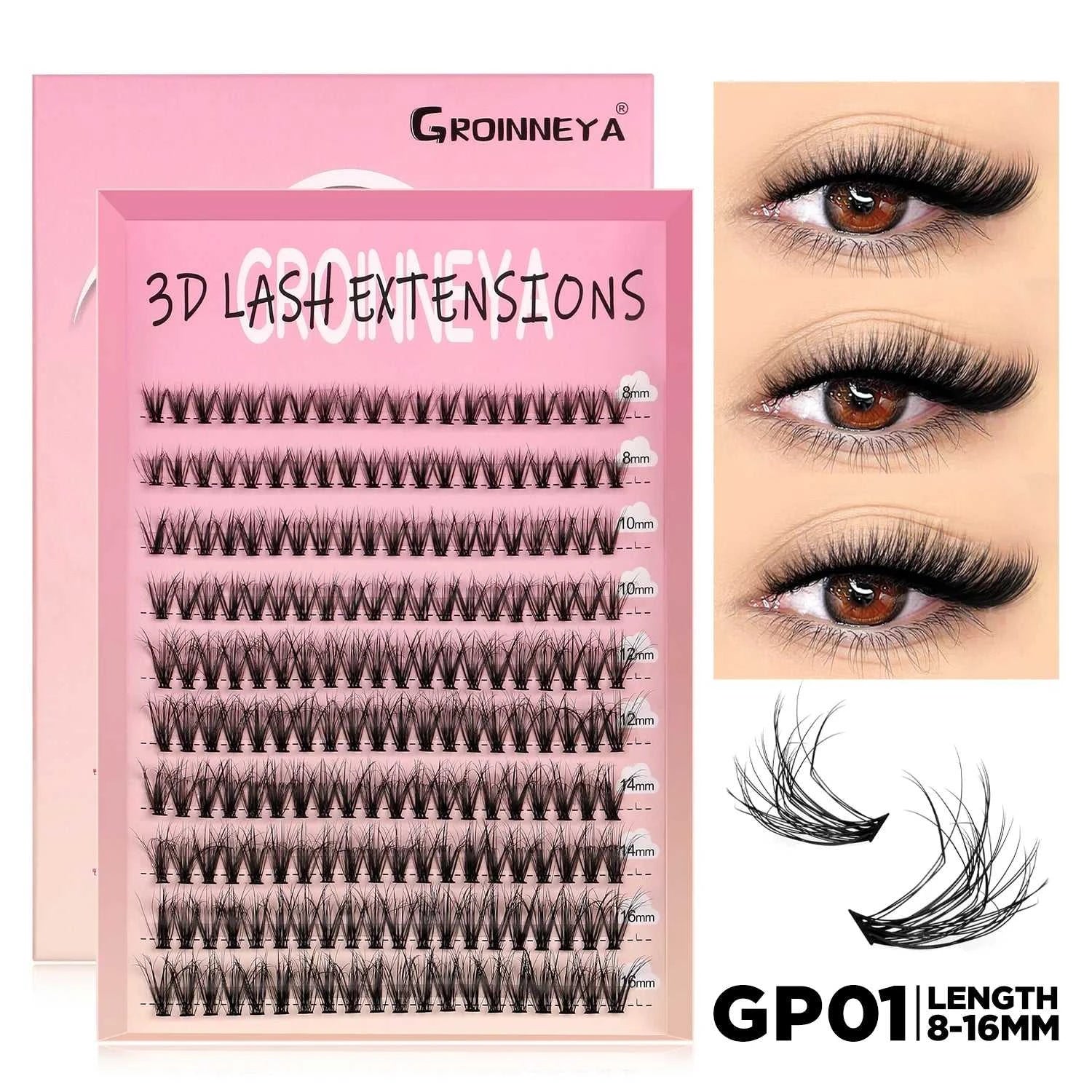GROINNEYA Lashes Cluster DIY Lash Extension Mixed Tray Clusters Eyelashes Fluffy Volume Individual Lashes Cat Eye Lash Extension Éditions Traditions & Modernité Inc. 186225755;20260617;1781706031DJs8g
