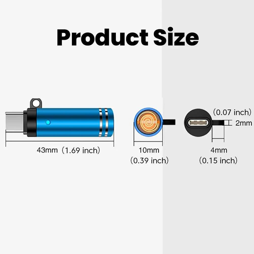 Mini Type C Mobile Phone Cigarette Lighter Air Blowing Cigarette Lighter Outdoor Safety USB C Lighter Adapter For iPhone 17 Pro