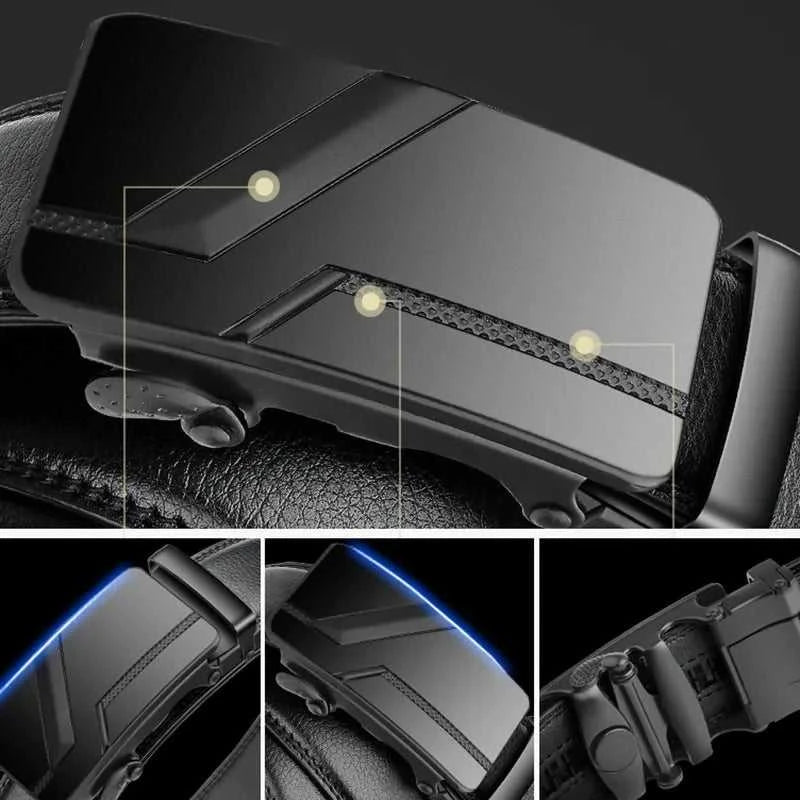 Automatic Buckle Leather Belt [[product_type]] Éditions Traditions & Modernité Inc. 14:29#Black;200000858:201447589