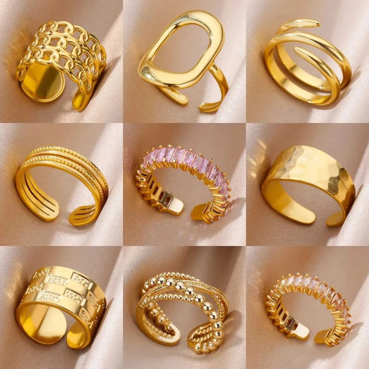 316L Stainless Steel Rings for Women Gold Color Never Fade Luxury Classic rings wedding couple rings Jewelry Free Shipping Éditions Traditions & Modernité Inc. 186727648;20260628;17826904053M55t