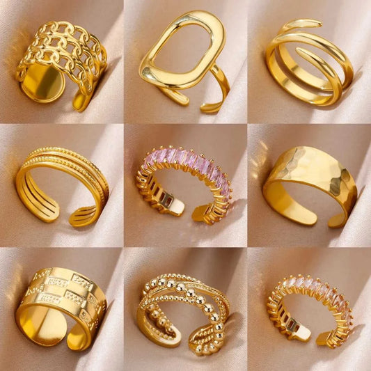 316L Stainless Steel Rings for Women Gold Color Never Fade Luxury Classic rings wedding couple rings Jewelry Free Shipping Éditions Traditions & Modernité Inc. 186727648;20260628;17826904053M55t