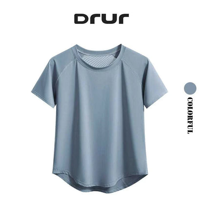 DRUR Yoga Tops Sportswear Woman Gym Shirts Breathable Quick Dry Short Sleeve Workout T Shirt Jogger Running T Shirt Yogawear New Éditions Traditions & Modernité Inc. 186642898;20260626;1782518066h8DUI