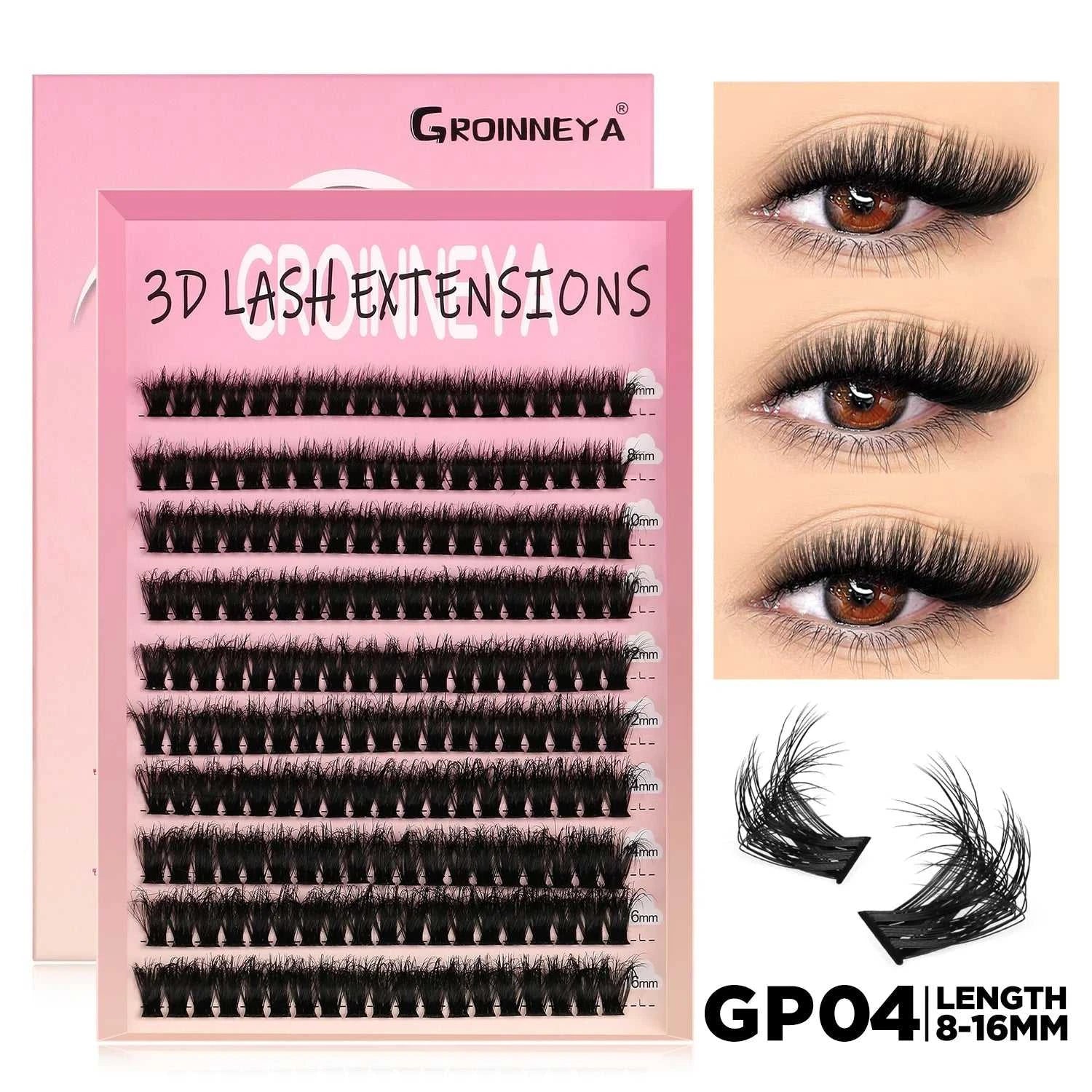 GROINNEYA Lashes Cluster DIY Lash Extension Mixed Tray Clusters Eyelashes Fluffy Volume Individual Lashes Cat Eye Lash Extension Éditions Traditions & Modernité Inc. 185979151;20260611;1781192859RIa3O