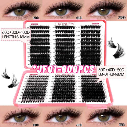 GROINNEYA Lashes Cluster DIY Lash Extension Mixed Tray Clusters Eyelashes Fluffy Volume Individual Lashes Cat Eye Lash Extension Éditions Traditions & Modernité Inc. 185979151;20260611;1781192859RIa3O