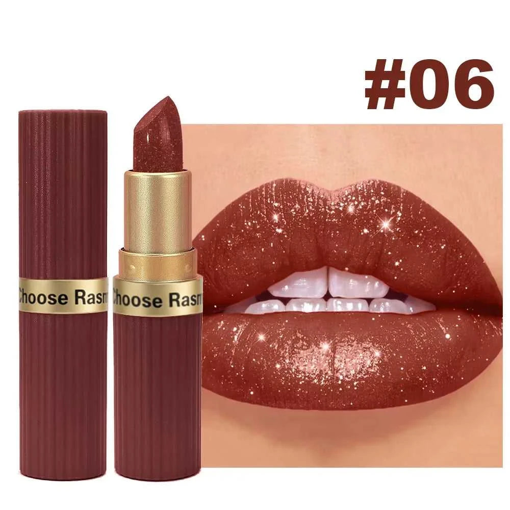Pearlescent Pink Glitter Velvet Lipstick Metallic Waterproof Long Lasting Matte Shimmer Diamond Lipstick Women Makeup Cosmetic Éditions Traditions & Modernité Inc. 185980885;20260611;1781193716Khru3