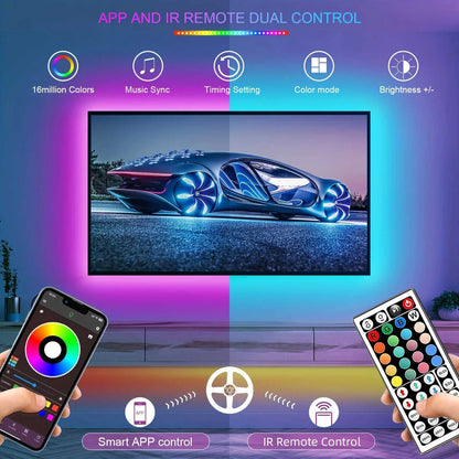 RGB Led Strip Lights 5m 10m 20m 30m Led Room Light with APP Control Flexible Ribbon Luces Led Tape for Room Bedroom Decoration Éditions Traditions & Modernité Inc. 185979931;20260611;17811934904g9K2
