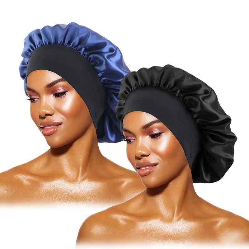 Women's Satin Solid Bonnets Wide-brimmed Night Sleeping Bathing Hat Unisex Head Wrap Elastic Band Cap Hair Care Bonnet Éditions Traditions & Modernité Inc. 185982499;20260611;1781193899An1Ce