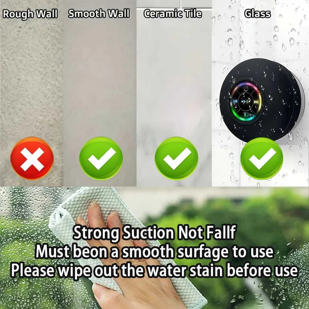 Portable Wireless Bluetooth Speaker LED Light IPX4 Waterproof Loudspeaker Outdoor Bathroom Large Suction Cup Stereo Sound Box Éditions Traditions & Modernité Inc. 186608791;20260626;1782489962cdniQ