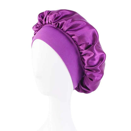 Women's Satin Solid Bonnets Wide-brimmed Night Sleeping Bathing Hat Unisex Head Wrap Elastic Band Cap Hair Care Bonnet Éditions Traditions & Modernité Inc. 185982499;20260611;1781193899An1Ce