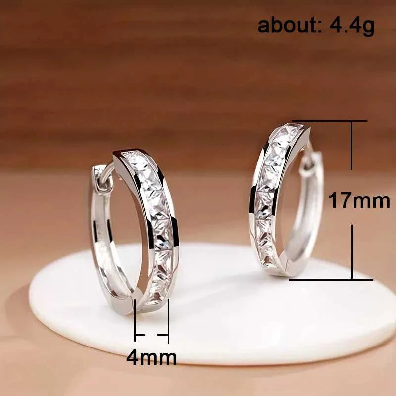 Huitan Classic Design Women Hoop Earrings Full with Princess Square CZ Simple and Elegant Female Accessories Versatile Jewelry Éditions Traditions & Modernité Inc. 186728028;20260628;1782690798ErevY