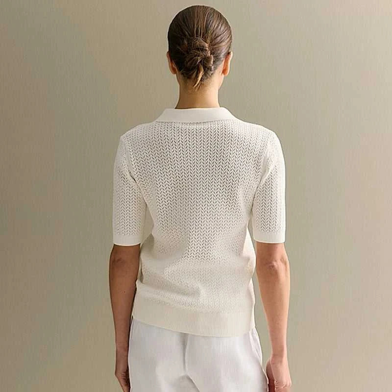 Tornova Short Sleeve Knitted T shirt Woman Summer Casual Loose Lapel Solid Ins Hot Tops Pullover Female Sweater T shirt Outwear Éditions Traditions & Modernité Inc. 186642829;20260626;1782517882cLv6y