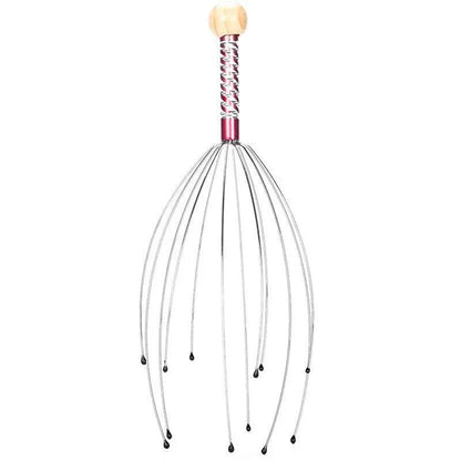 1PC Octopus Head Massager Stainless Steel Engraved Head Relaxer Brain Massage Claw Scalp Scratcher Itch Reliever Random Color