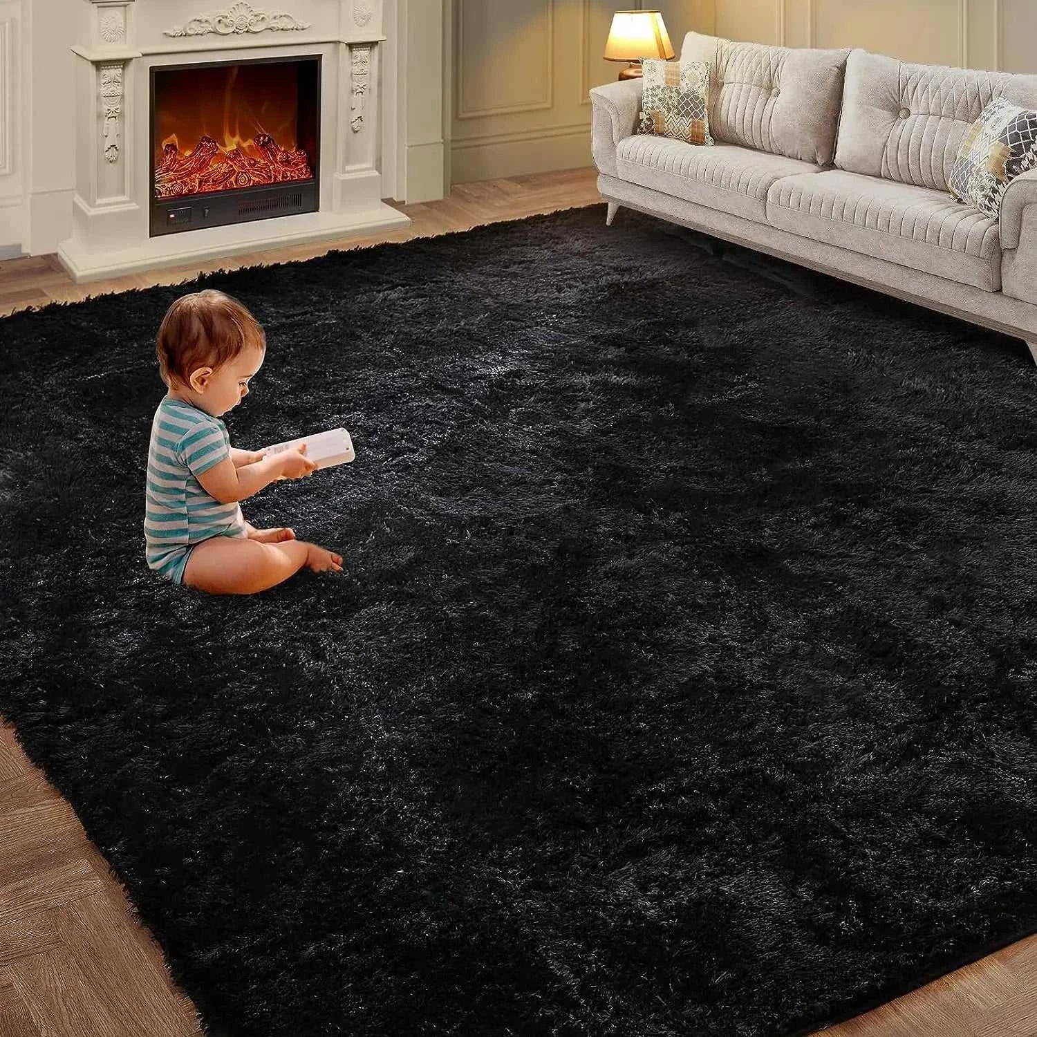 VIKAMA Tie-Dye Plush Carpet Living Room Decoration Soft Fluffy Home Mat Children's Room Baby Crawling Non-Slip Blanket Éditions Traditions & Modernité Inc. 186083195;20260613;1781386245LjUFR