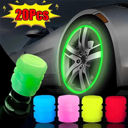Luminous Valve Caps Fluorescent Night Car Tire Valve Caps Motorcycle Bike Glowing Decor Wheel Nozzles Tyre Cap Car Accessories Éditions Traditions & Modernité Inc. 185980907;20260611;1781193725jOyY7