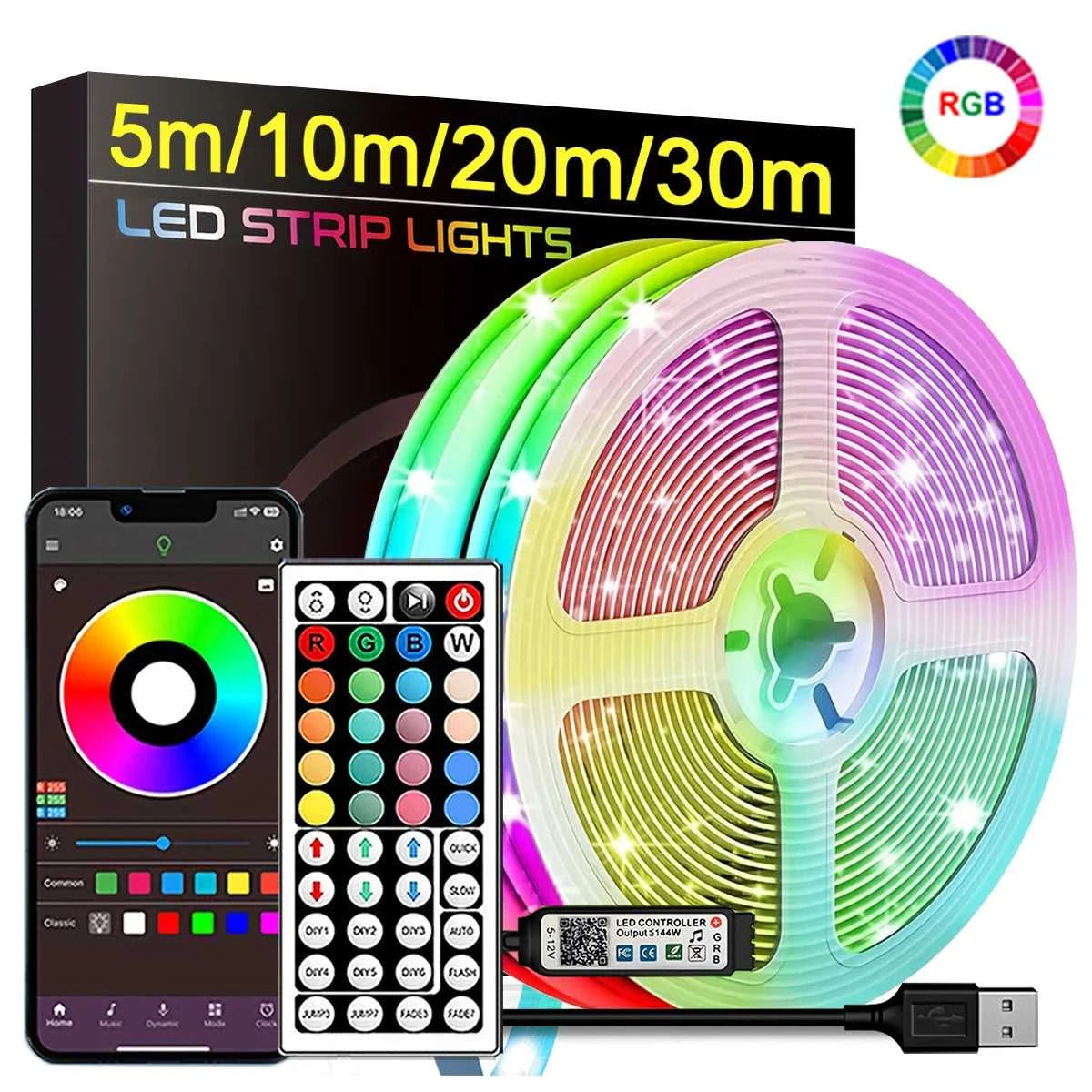 RGB Led Strip Lights 5m 10m 20m 30m Led Room Light with APP Control Flexible Ribbon Luces Led Tape for Room Bedroom Decoration Éditions Traditions & Modernité Inc. 185979931;20260611;17811934904g9K2
