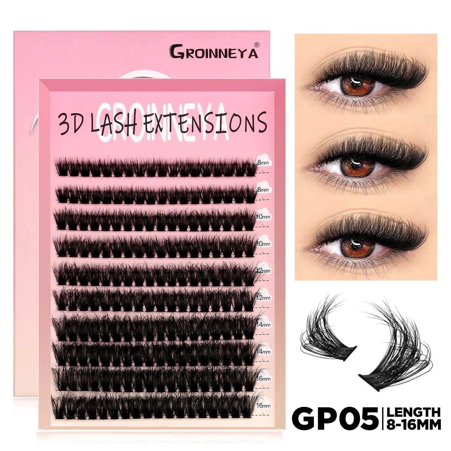 GROINNEYA Lashes Cluster DIY Lash Extension Mixed Tray Clusters Eyelashes Fluffy Volume Individual Lashes Cat Eye Lash Extension Éditions Traditions & Modernité Inc. 185979151;20260611;1781192859RIa3O