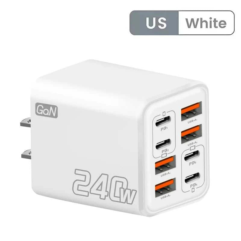 240W GaN USB C Charger 8 in 1 Fast Charging Phone Charger Power Adapter For iPhone Samsung Xiaomi Type C EU/US Plug Wall Charger Éditions Traditions & Modernité Inc. 185979925;20260611;1781193481DRrvp