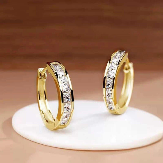 Huitan Classic Design Women Hoop Earrings Full with Princess Square CZ Simple and Elegant Female Accessories Versatile Jewelry Éditions Traditions & Modernité Inc. 186728028;20260628;1782690798ErevY