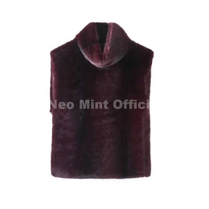 Neo Mint 2025 Brand Fashion Faux Fur Sable Vest Crop Top Autumn Winter Turtleneck Eco Mink Fur Tank Tops Sleeveless Jacket Coat Éditions Traditions & Modernité Inc. 186642768;20260626;17825177552xNuE