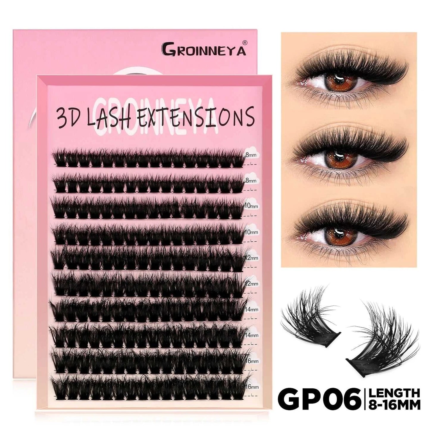GROINNEYA Lashes Cluster DIY Lash Extension Mixed Tray Clusters Eyelashes Fluffy Volume Individual Lashes Cat Eye Lash Extension Éditions Traditions & Modernité Inc. 185979151;20260611;1781192859RIa3O