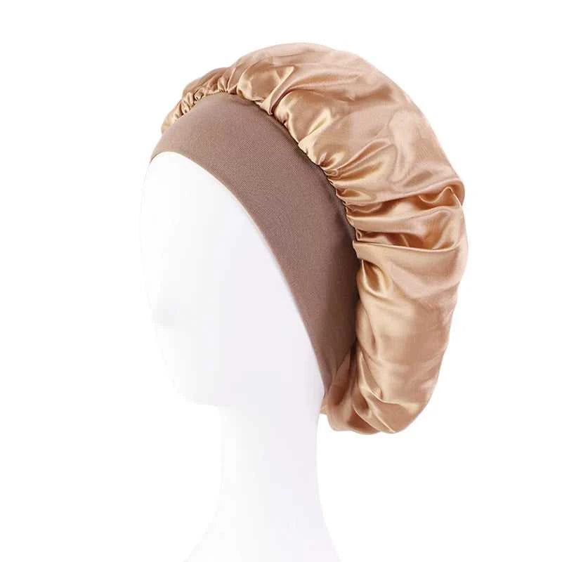 Women's Satin Solid Bonnets Wide-brimmed Night Sleeping Bathing Hat Unisex Head Wrap Elastic Band Cap Hair Care Bonnet Éditions Traditions & Modernité Inc. 185982499;20260611;1781193899An1Ce