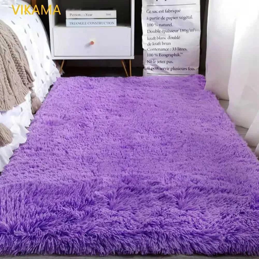 VIKAMA Simple Silk Wool Plush Carpet Bedroom Living Room Bed Blanket Solid Color High-Grade Soft Blanket Room Coffee Table Mat Éditions Traditions & Modernité Inc. 186643081;20260626;1782518268vdaCn