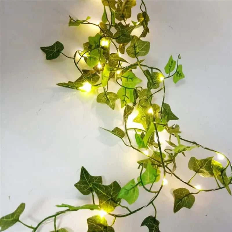 Flower Green Leaf String Lights Artificial Vine Fairy Lights Battery Powered Christmas Tree Garland Light for Weeding Home Decor Éditions Traditions & Modernité Inc. 186608792;20260626;178248998201ZML