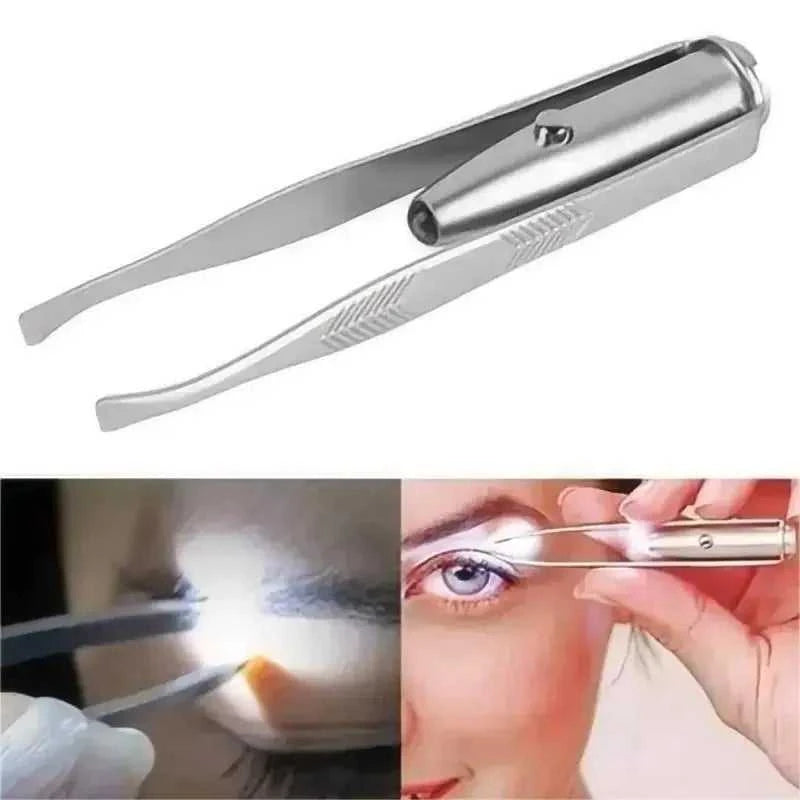 1PC Portable Stainless Steel Eyebrow Tweezer with Smart LED Light - Makeup Removal Tool Éditions Traditions & Modernité Inc. 186728096;20260629;1782691284uhTnM