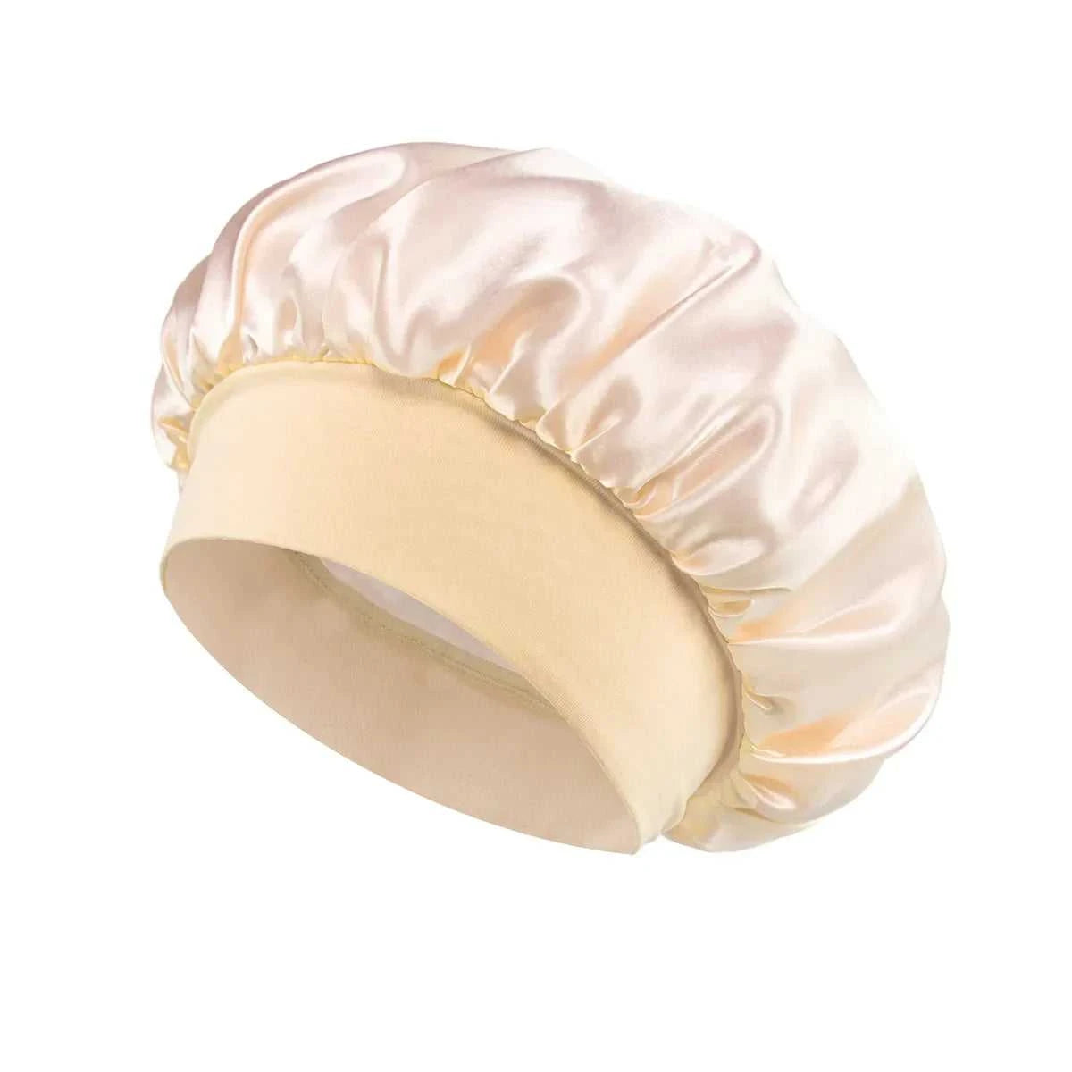 Women Satin Bonnet Hair Bonnet for Sleeping Hair Care Silk Bonnets Solid Wide-brimmed Sleeping Hat with Elastic Soft Band Éditions Traditions & Modernité Inc. 14:771#beige