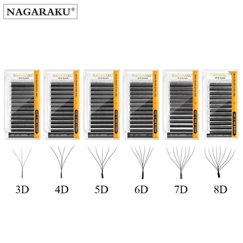 NAGARAKU Automatic Flowering W Shape Bloom 3D 4D 5D 6D 7D 8D Premade Fans Speed Eyelash Extensions Natural Soft Light Full Dense Éditions Traditions & Modernité Inc. 185979603;20260611;1781193416FDE8X