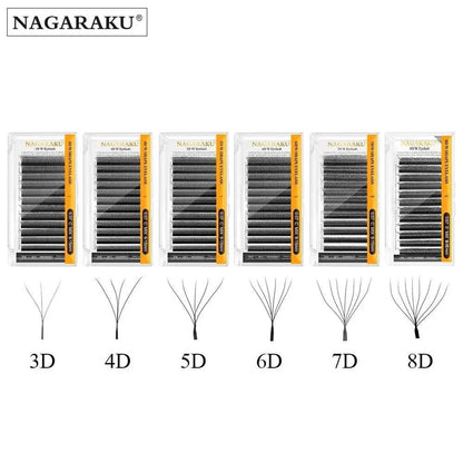 NAGARAKU Automatic Flowering W Shape Bloom 3D 4D 5D 6D 7D 8D Premade Fans Speed Eyelash Extensions Natural Soft Light Full Dense Éditions Traditions & Modernité Inc. 185979703;20260611;1781193416HiuWL