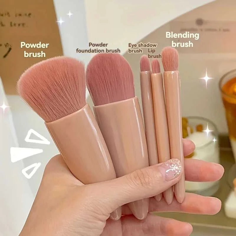 5Pcs Portable Makeup Brush Set With Mirror - Foldable Travel Kit ，Mini Makeup Brush Set Travel Makeup Brush Set Éditions Traditions & Modernité Inc. 185979891;20260611;1781193454rKqfW