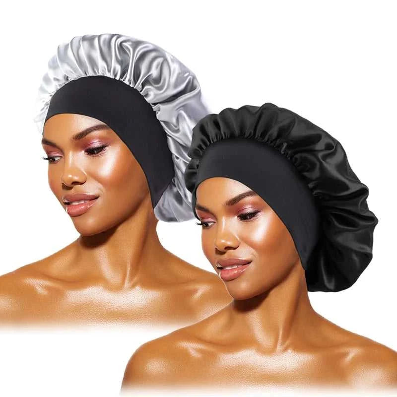 Women's Satin Solid Bonnets Wide-brimmed Night Sleeping Bathing Hat Unisex Head Wrap Elastic Band Cap Hair Care Bonnet Éditions Traditions & Modernité Inc. 185982499;20260611;1781193899An1Ce