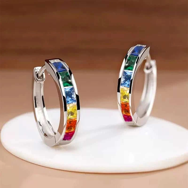 Huitan Classic Design Women Hoop Earrings Full with Princess Square CZ Simple and Elegant Female Accessories Versatile Jewelry Éditions Traditions & Modernité Inc. 186728028;20260628;1782690798ErevY