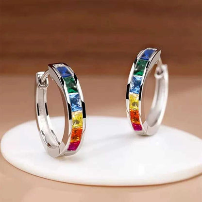 Huitan Classic Design Women Hoop Earrings Full with Princess Square CZ Simple and Elegant Female Accessories Versatile Jewelry Éditions Traditions & Modernité Inc. 186728028;20260628;1782690798ErevY