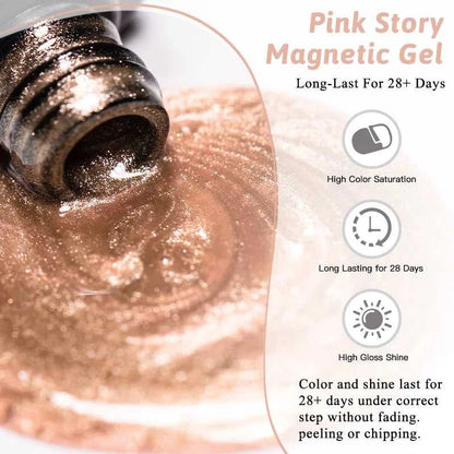 Pink Story Cat Magnetic Gel Nail Polish Nude Pink Gold Light Semi Permanent UV Gel Varnish Soak Off Nail Supplies Manicure DIY Éditions Traditions & Modernité Inc. 185982849;20260611;178119397704DHk