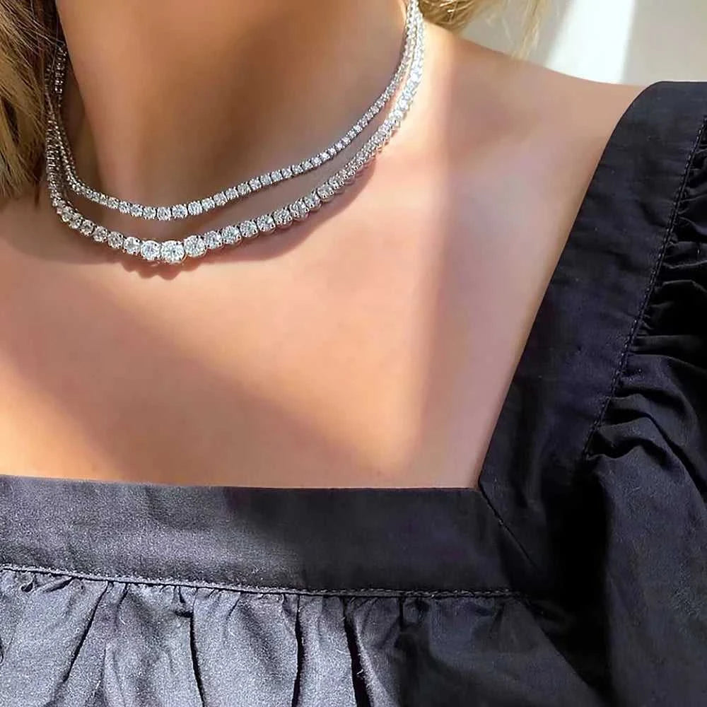 Moissanite Diamond Tennis Necklace with Certificate 3-5mm Size Gradient Diamond Riviera Necklace S925 Silver Choker for Women Éditions Traditions & Modernité Inc. 186643194;20260626;1782518397PPBVW