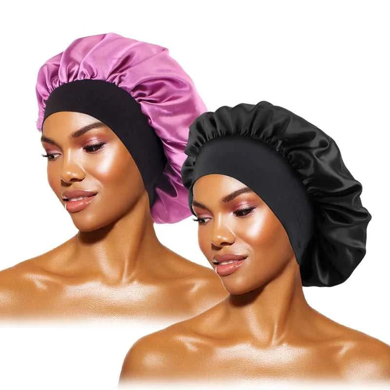 Women's Satin Solid Bonnets Wide-brimmed Night Sleeping Bathing Hat Unisex Head Wrap Elastic Band Cap Hair Care Bonnet Éditions Traditions & Modernité Inc. 185982499;20260611;1781193899An1Ce