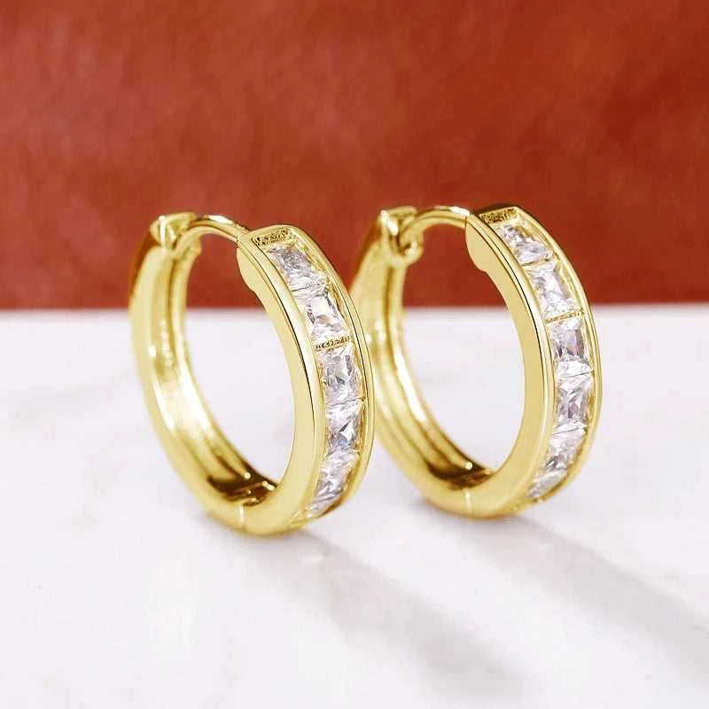 Huitan Classic Design Women Hoop Earrings Full with Princess Square CZ Simple and Elegant Female Accessories Versatile Jewelry Éditions Traditions & Modernité Inc. 186728028;20260628;1782690798ErevY