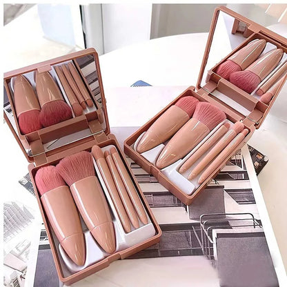 5Pcs Portable Makeup Brush Set With Mirror - Foldable Travel Kit ，Mini Makeup Brush Set Travel Makeup Brush Set Éditions Traditions & Modernité Inc. 185979891;20260611;1781193454rKqfW