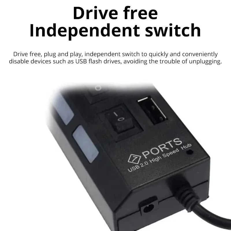 Switch Extension Hub 7-port USB2.0 Hub Computer USB Extension Hub One Drag Seven USB2.0 Splitter PC Laptop Desktop Éditions Traditions & Modernité Inc. 186225152;20260617;1781705670Rm2Ed