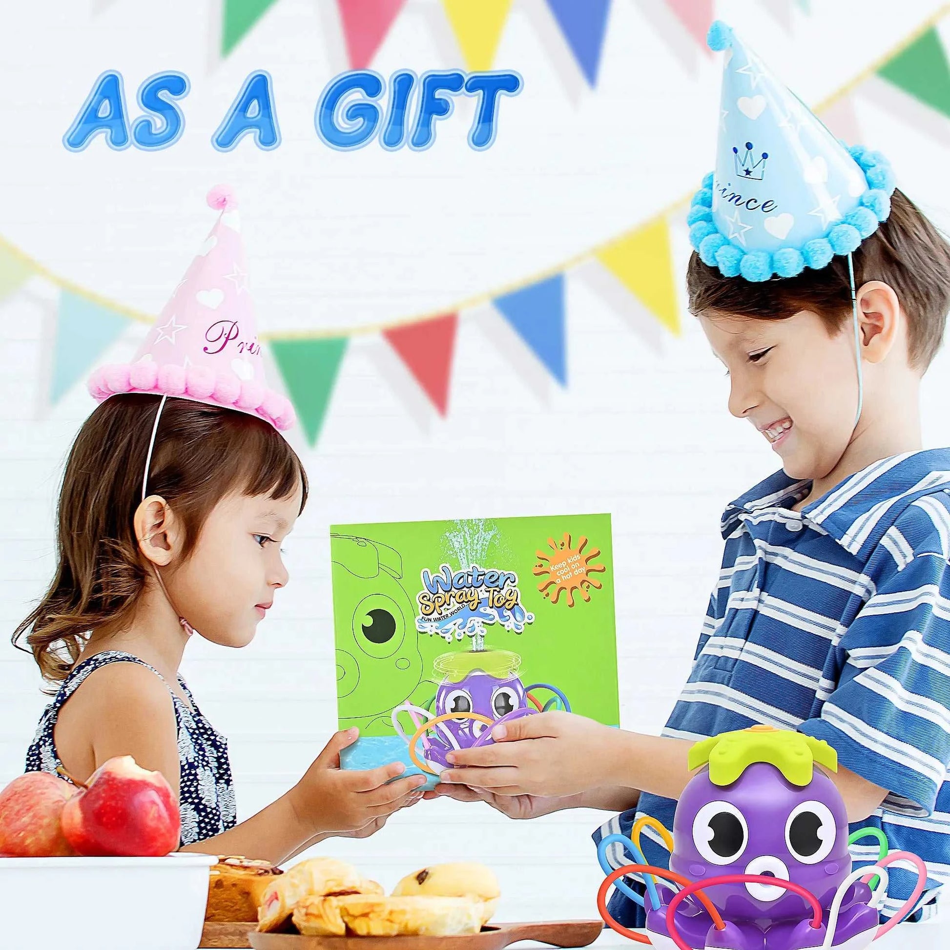 Space Rocket Octopus Sprinkler Water Toy Automatic Rotation Fun Spray Water Children's Water Playing Outdoor Toys